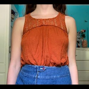 Rust Orange Lace Top